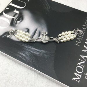 🌌Brand New Vivienne Westwood  Three Row Pearl silver Bracelet
